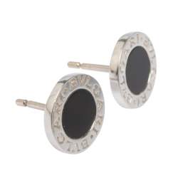 Pre Owned Bvlgari Bvlgari Onyx 18K White Gold Stud Earrings