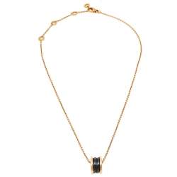 Pre Owned Bvlgari B.Zero1 Black Ceramic 18K Rose Gold Pendant Necklace