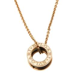 Pre Owned Bvlgari B.Zero1 Black Ceramic 18K Rose Gold Pendant Necklace