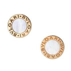 Pre Owned Bvlgari Bvlgari Mother of Pearl 18K Rose Gold Stud Earrings