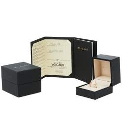 Pre Owned Bvlgari Bvlgari Mother of Pearl Onyx 18K Rose Gold Flip Ring Size 53