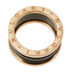 Pre Owned Bvlgari B.Zero1 4-Band Black Ceramic 18K Rose Gold Band Ring Size 55