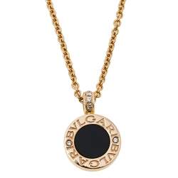 Pre Owned Bvlgari Bvlgari Diamond Onyx Mother of Pearl Pendant Necklace