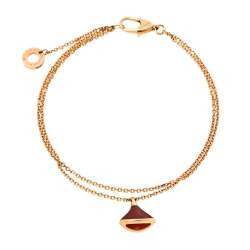 Pre Owned Bvlgari Divas' Dream Carnelian 18K Rose Gold Charm Bracelet SM