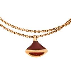 Pre Owned Bvlgari Divas' Dream Carnelian 18K Rose Gold Charm Bracelet SM