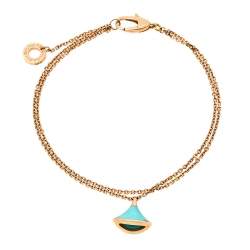 Pre Owned Bvlgari Divas' Dream Turquoise 18K Rose Gold Double Strand Bracelet SM