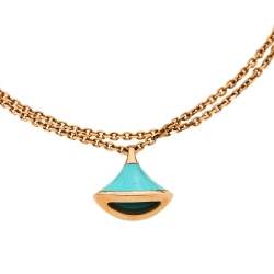 Pre Owned Bvlgari Divas' Dream Turquoise 18K Rose Gold Double Strand Bracelet SM