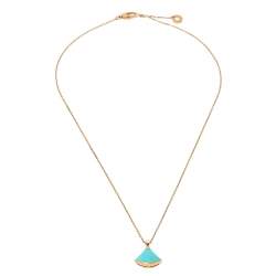 Pre Owned Bvlgari Divas’ Dream Turquoise Diamond 18K Rose Gold Pendant Necklace