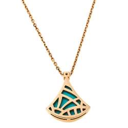 Pre Owned Bvlgari Divas’ Dream Turquoise Diamond 18K Rose Gold Pendant Necklace