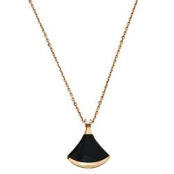 Pre Owned Bvlgari Divas' Dream Diamond Onyx 18K Rose Gold Pendant Necklace