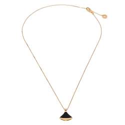 Pre Owned Bvlgari Divas' Dream Diamond Onyx 18K Rose Gold Pendant Necklace
