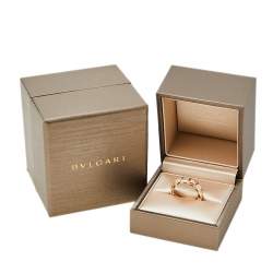 Pre Owned Bvlgari Serpenti Viper Mother of Pearl Diamond 18K Rose Gold Band Ring Size 52