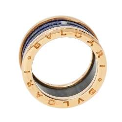 Pre Owned Bvlgari B.Zero1 Lapis Lazuli 18K Rose Gold Band Ring Size 57