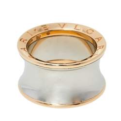 Pre Owned Bvlgari B.Zero1 Anish Kapoor 18K Rose Gold & Steel Band Ring Size 55