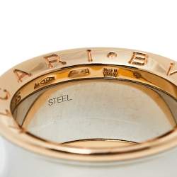 Pre Owned Bvlgari B.Zero1 Anish Kapoor 18K Rose Gold & Steel Band Ring Size 55
