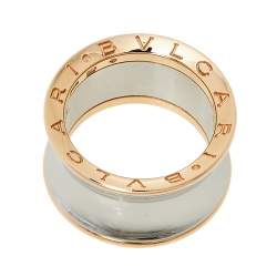 Pre Owned Bvlgari B.Zero1 Anish Kapoor 18K Rose Gold & Steel Band Ring Size 55