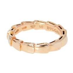 Pre Owned Bvlgari Serpenti Viper 18K Rose Gold Band Ring Size EU 50