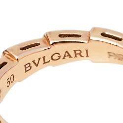 Pre Owned Bvlgari Serpenti Viper 18K Rose Gold Band Ring Size EU 50