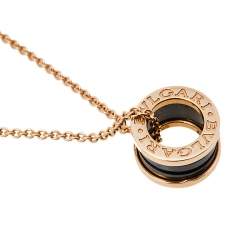 Pre Owned Bvlgari B.Zero1 Black Ceramic 18K Rose Gold Pendant Necklace