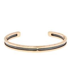 Pre Owned Bvlgari B.Zero1 18K Rose Gold Carbon Coated Steel Open Cuff Bracelet