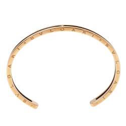 Pre Owned Bvlgari B.Zero1 18K Rose Gold Carbon Coated Steel Open Cuff Bracelet