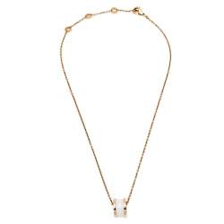 Pre Owned Bvlgari B.Zero1 3 Band 18K Rose Gold White Ceramic Pendant Necklace