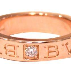 Pre Owned Bvlgari Bvlgari Bvlgari 18K Rose Gold Diamond Ring Size EU 52