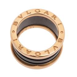 Pre Owned Bvlgari B.Zero1 Black Ceramic 18K Rose Gold 4 Band Ring Size 50