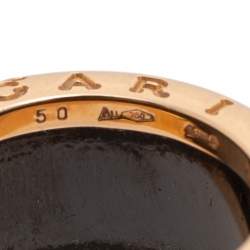 Pre Owned Bvlgari B.Zero1 Black Ceramic 18K Rose Gold 4 Band Ring Size 50