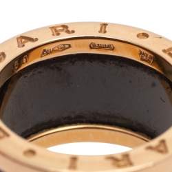 Pre Owned Bvlgari B.Zero1 Black Ceramic 18K Rose Gold 4 Band Ring Size 50