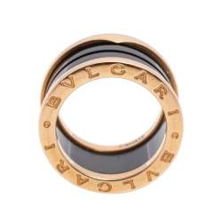 Pre Owned Bvlgari B.Zero1 Black Ceramic 18K Rose Gold 4 Band Ring Size 50