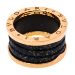 Bvlgari B.Zero1 Lapis Lazuli 18K Rose Gold 4 Band Ring Size 53