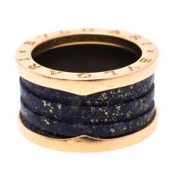 Bvlgari B.Zero1 Lapis Lazuli 18K Rose Gold 4 Band Ring Size 53