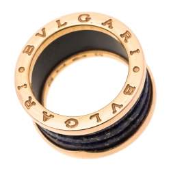 Bvlgari B.Zero1 Lapis Lazuli 18K Rose Gold 4 Band Ring Size 53