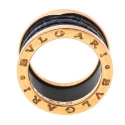Bvlgari B.Zero1 Lapis Lazuli 18K Rose Gold 4 Band Ring Size 53