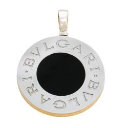 Bvlgari Onyx Stainless Steel & Mother of Pearl 18K Yellow Gold Reversible Large Pendant