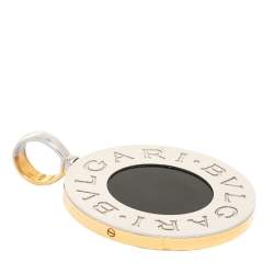 Bvlgari Onyx Stainless Steel & Mother of Pearl 18K Yellow Gold Reversible Large Pendant