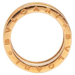 Pre Owned Bvlgari B.Zero1 White Ceramic 18k Rose Gold Band Ring Size 56