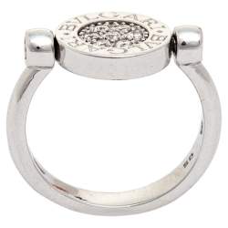 Bvlgari Onyx Diamond 18K White Gold Flip Ring 50
