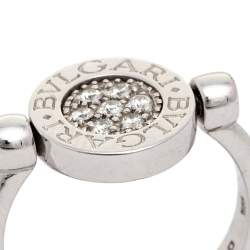 Bvlgari Onyx Diamond 18K White Gold Flip Ring 50