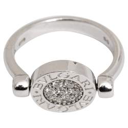 Bvlgari Onyx Diamond 18K White Gold Flip Ring 50