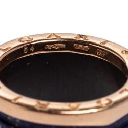 Pre Owned Bvlgari B.Zero1 Lapis Lazuli 18K Rose Gold Band Ring Size 54