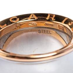 Pre Owned Bvlgari Anish Kapoor B.Zero1 18K Rose Gold & Steel Band Ring Size 52 