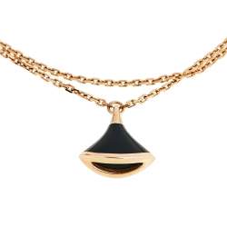 Bvlgari Divas' Dream Onyx 18k Rose Gold Charm Bracelet M/L