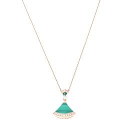 Pre Owned Bvlgari Divas' Dream Malachite Diamond 18K Rose Gold Pendant Necklace