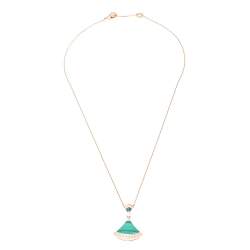 Pre Owned Bvlgari Divas' Dream Malachite Diamond 18K Rose Gold Pendant Necklace
