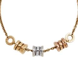 Pre Owned Bvlgari B.Zero1 18K Three Tone Gold Station Bracelet