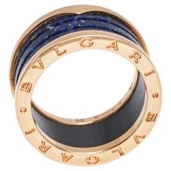 Bvlgari B.Zero1 Lapis Lazuli 18K Rose Gold Band Ring Size 58