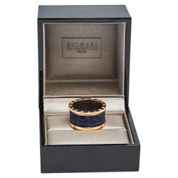 Bvlgari B.Zero1 Lapis Lazuli 18K Rose Gold Band Ring Size 58