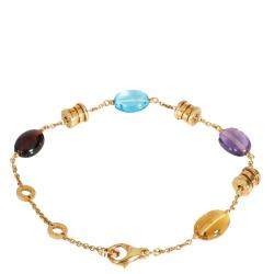 Pre Owned Bvlgari Allegra 18K Yellow Gold Sapphire Multi Colored Bracelet 21